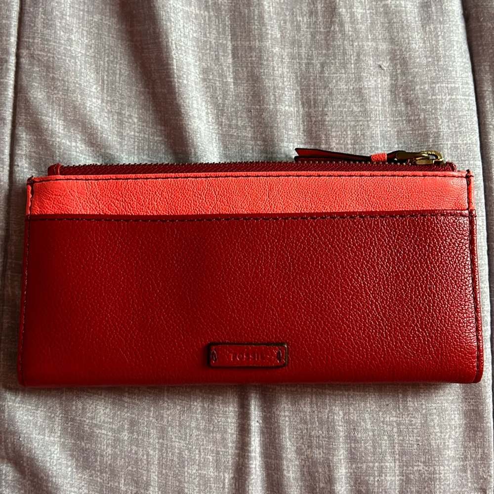 Fossil Bright Pink & Dark Red Wallet